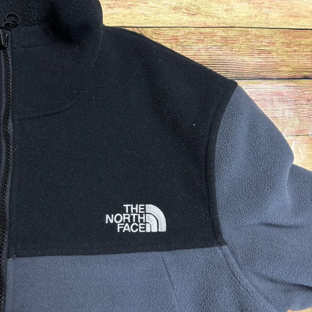 The North Face Mens Full Zip Fleece Jacket Grey Black Mock Neck Medium